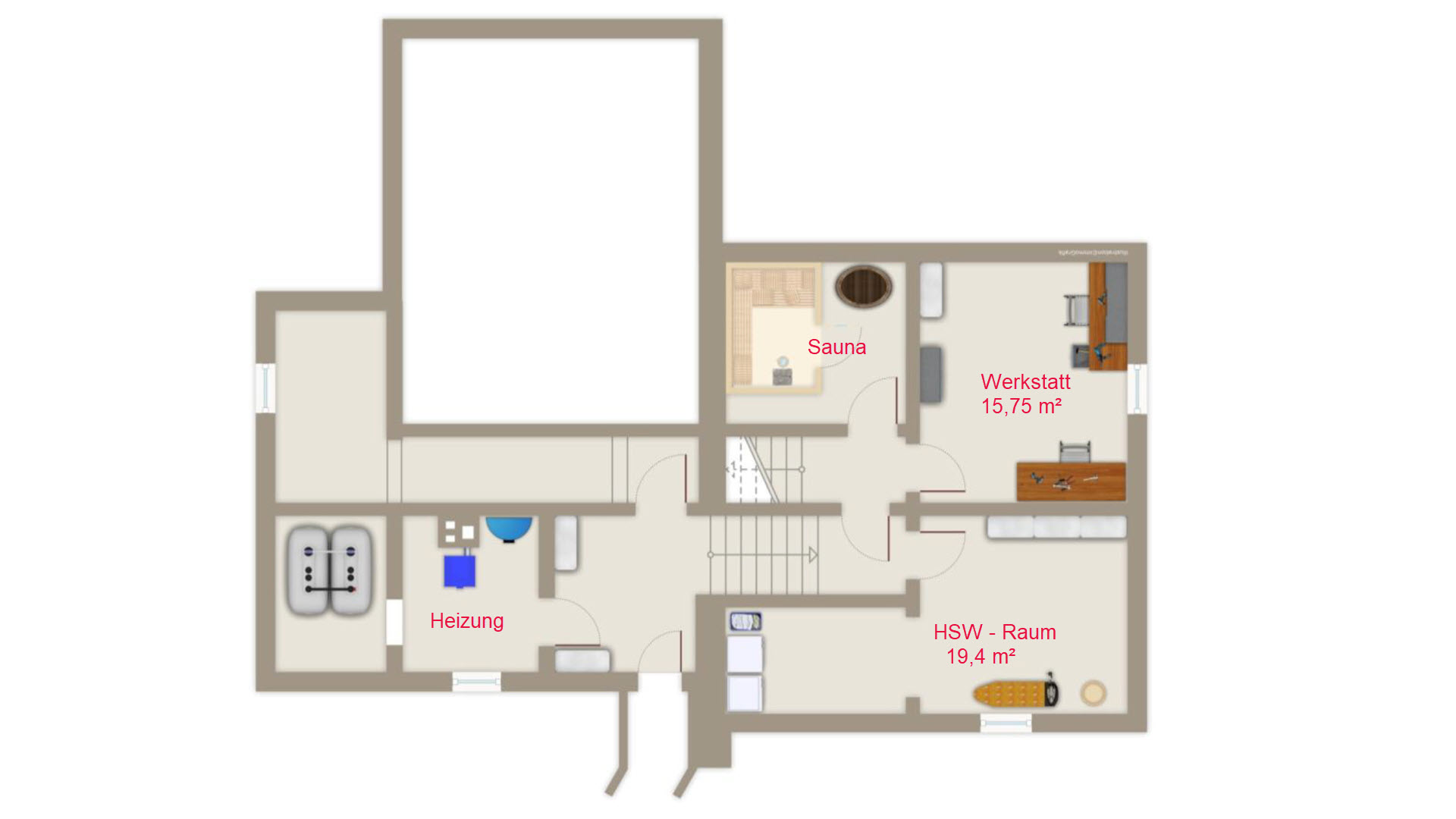 Morsbach-Herbertshagen: besondere Lage - besonderes Haus, Grundriss - Kellergeschoss